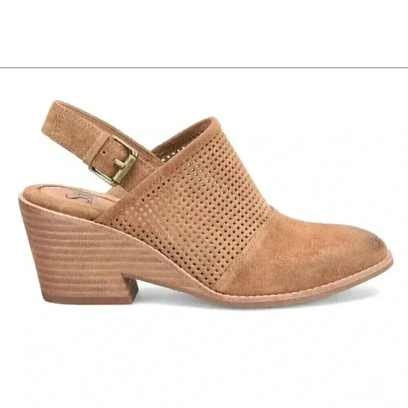 Sofft Sabie Womens 7.5 38.5 Suede Wedge Slingbacks Shoes Saddle Brown NEW - Picture 4 of 8